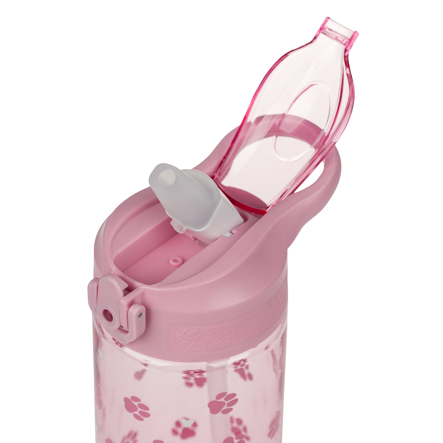 Tritanová láhev na pití s brčkem Tlapky, 500 ml
