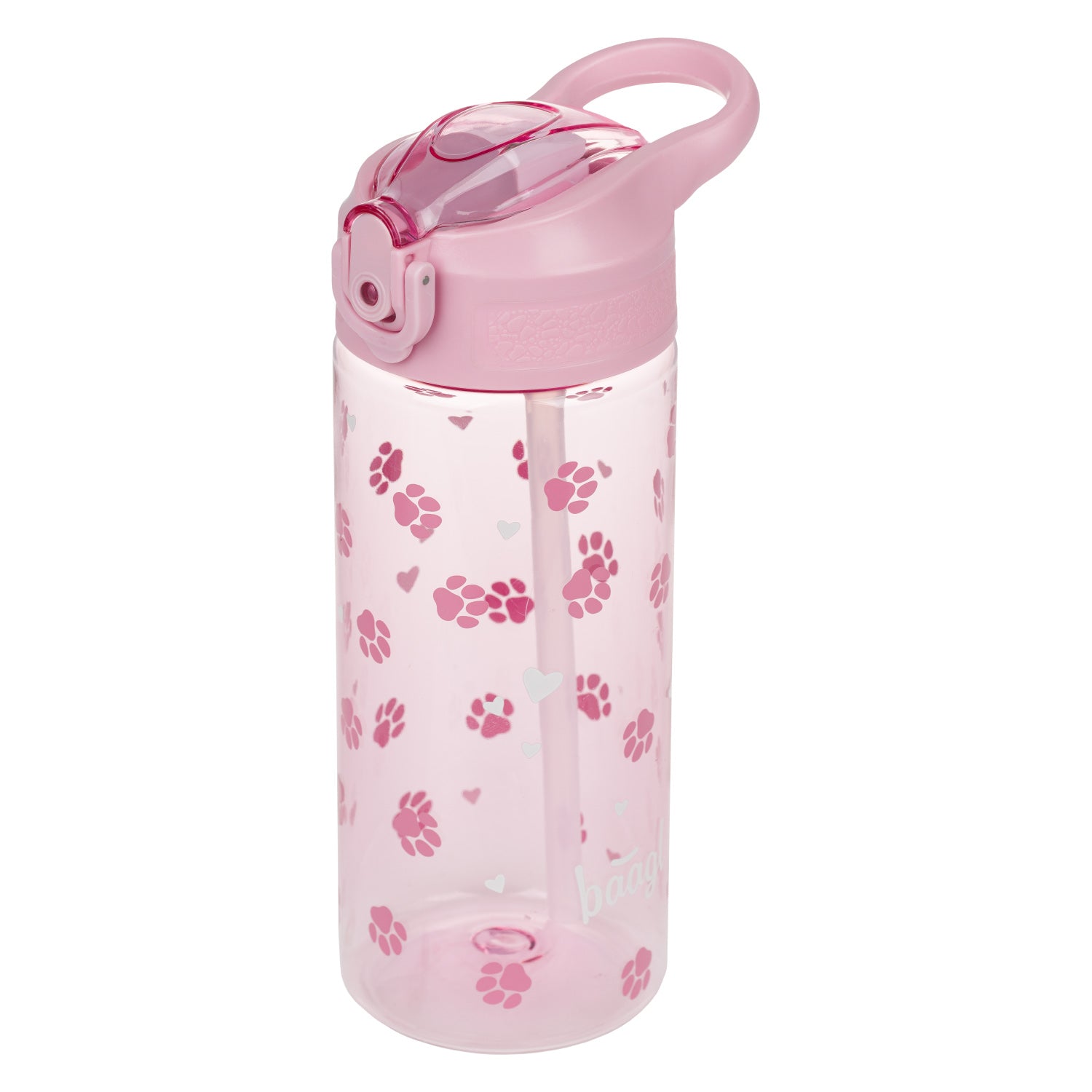 Tritanová láhev na pití s brčkem Tlapky, 500 ml