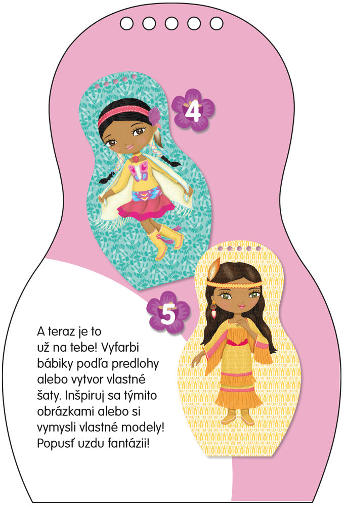 Obliekame indiánske bábiky APONI –  Maľovanky
