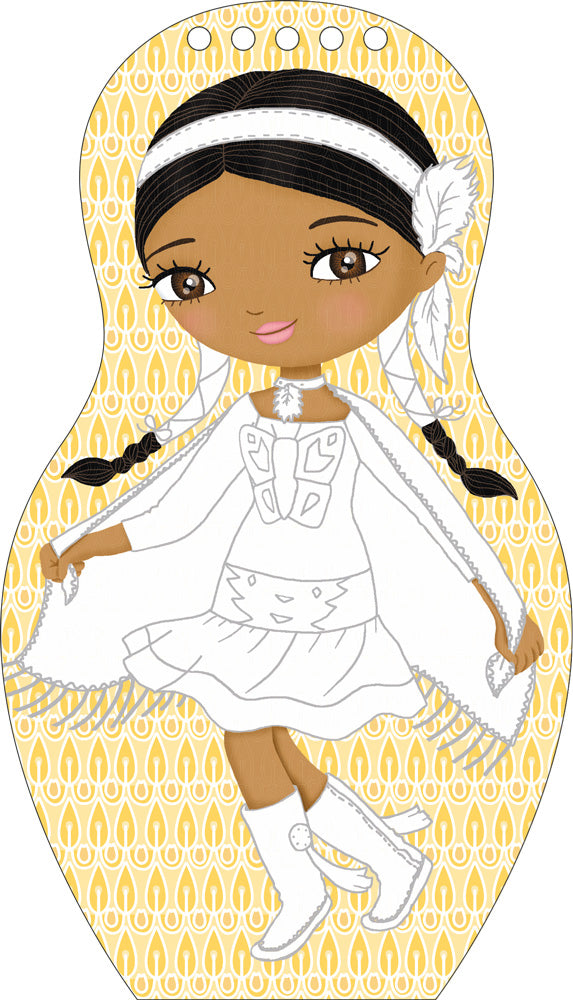 Obliekame indiánske bábiky APONI –  Maľovanky