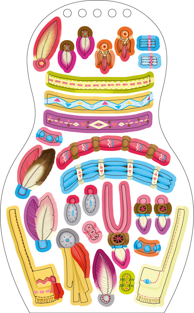 Obliekame indiánske bábiky APONI –  Maľovanky