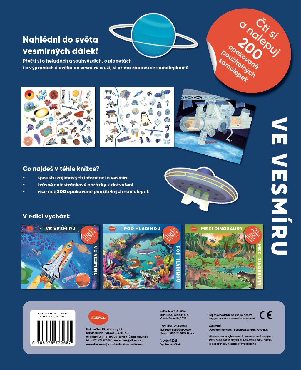 Čti a nalepuj – VE VESMÍRU, kniha se samolepkami