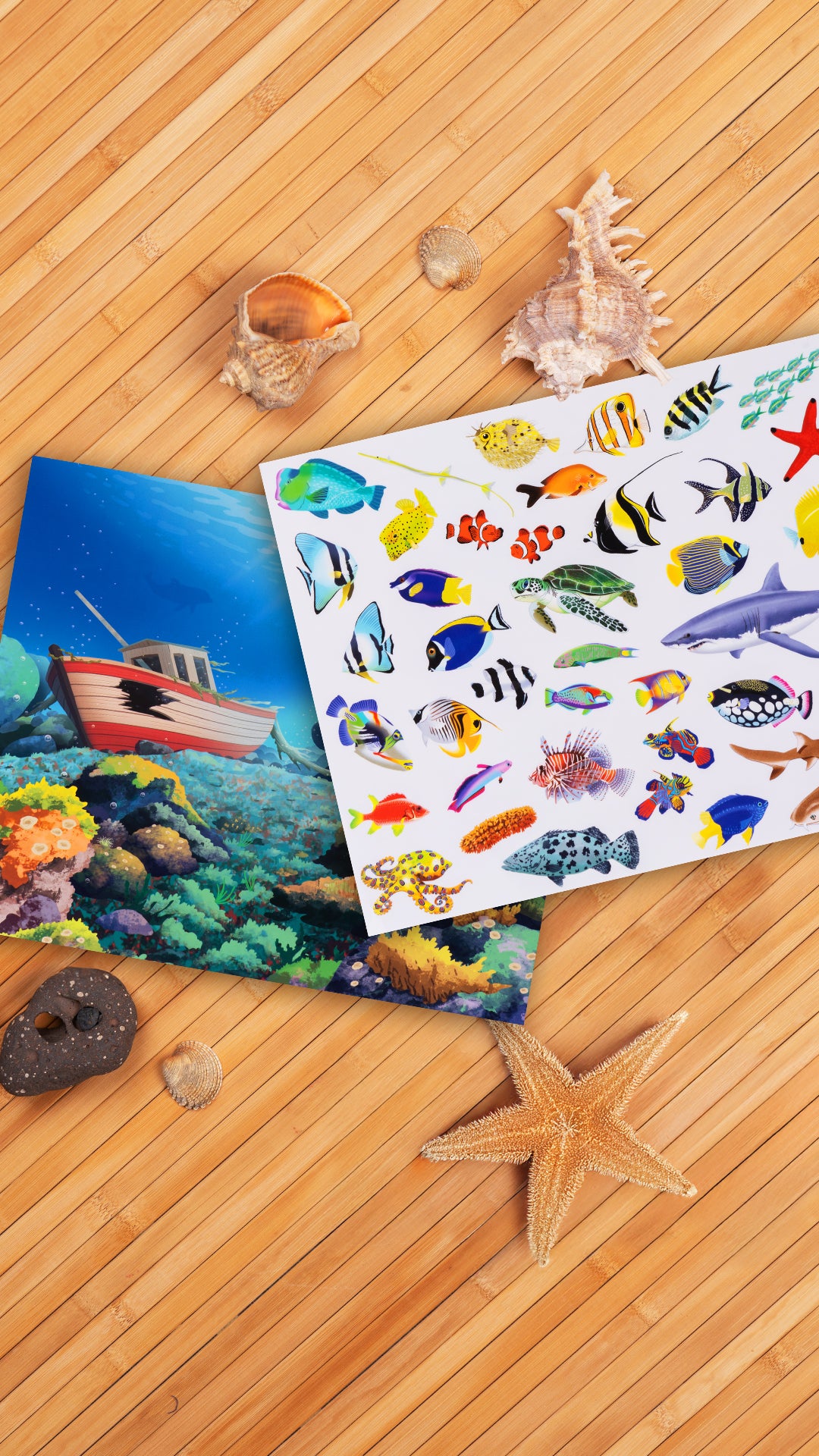 Čti a nalepuj – POD HLADINOU, kniha se samolepkami