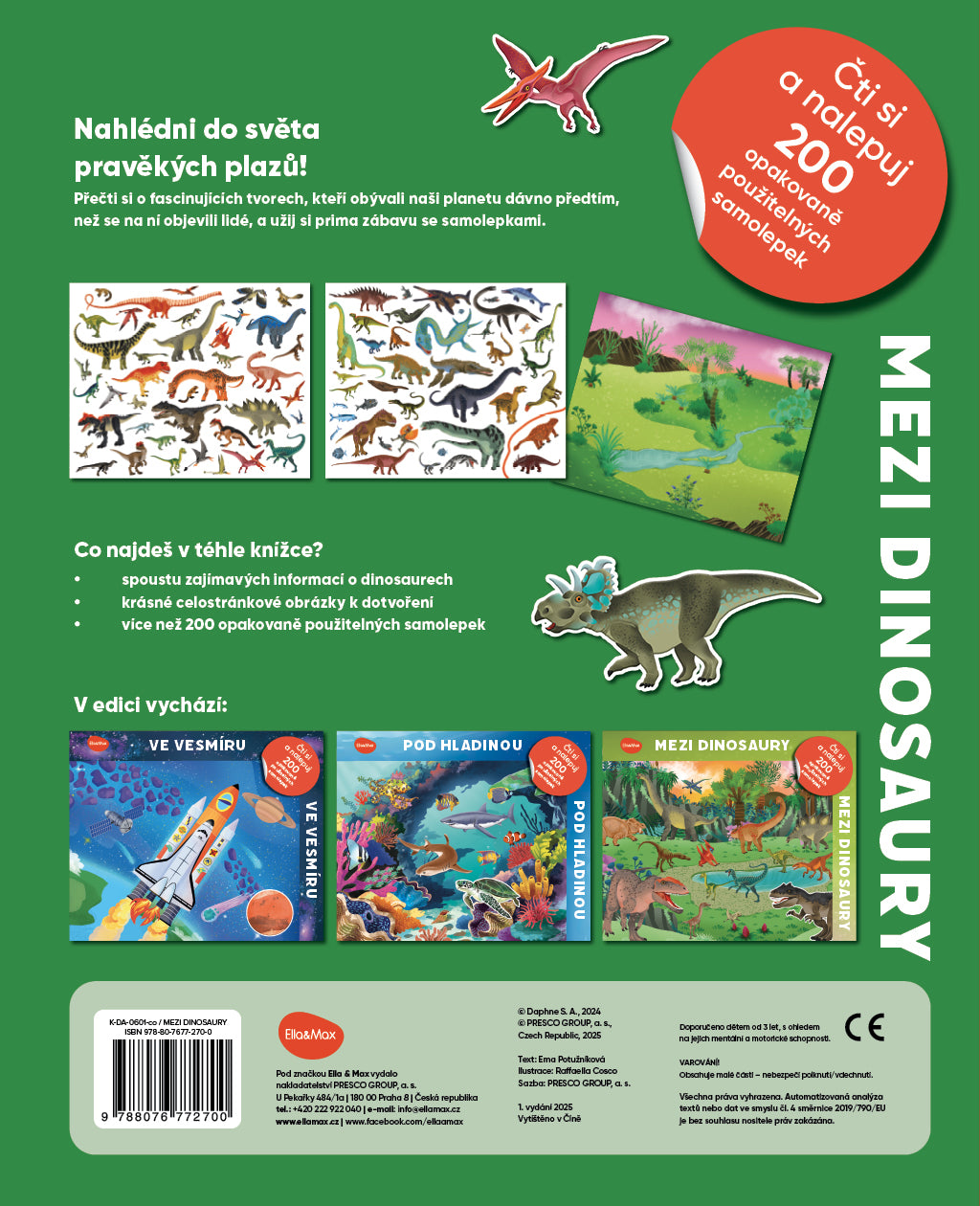 Čti a nalepuj – MEZI DINOSAURY, kniha se samolepkami