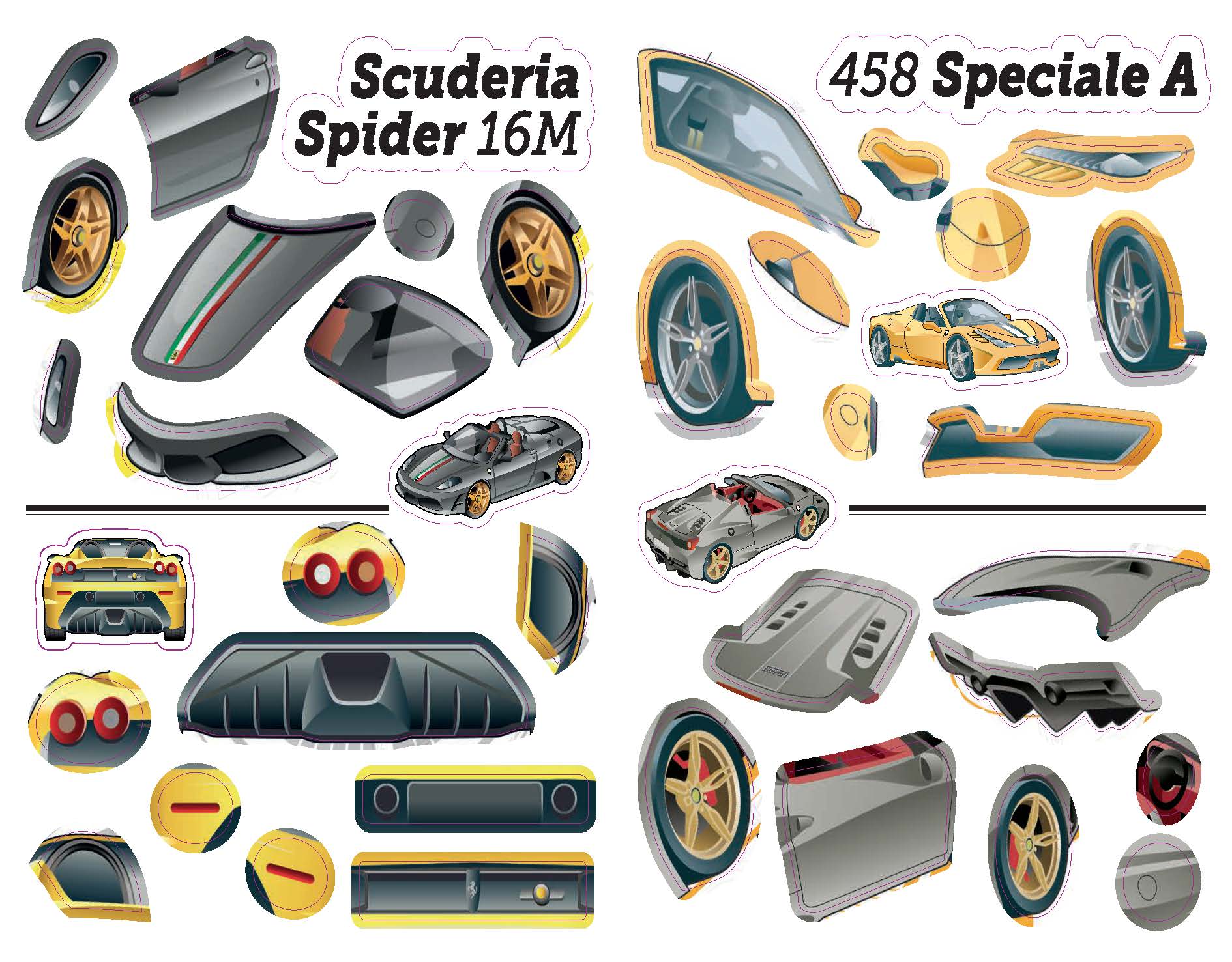 FERRARI, cestné autá – Kniha samolepiek