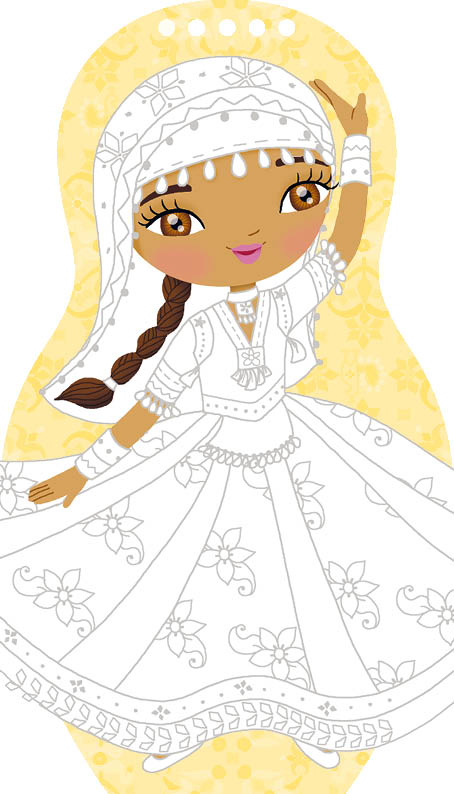 Obliekame TANEČNICE z celého sveta  – Maľovanky