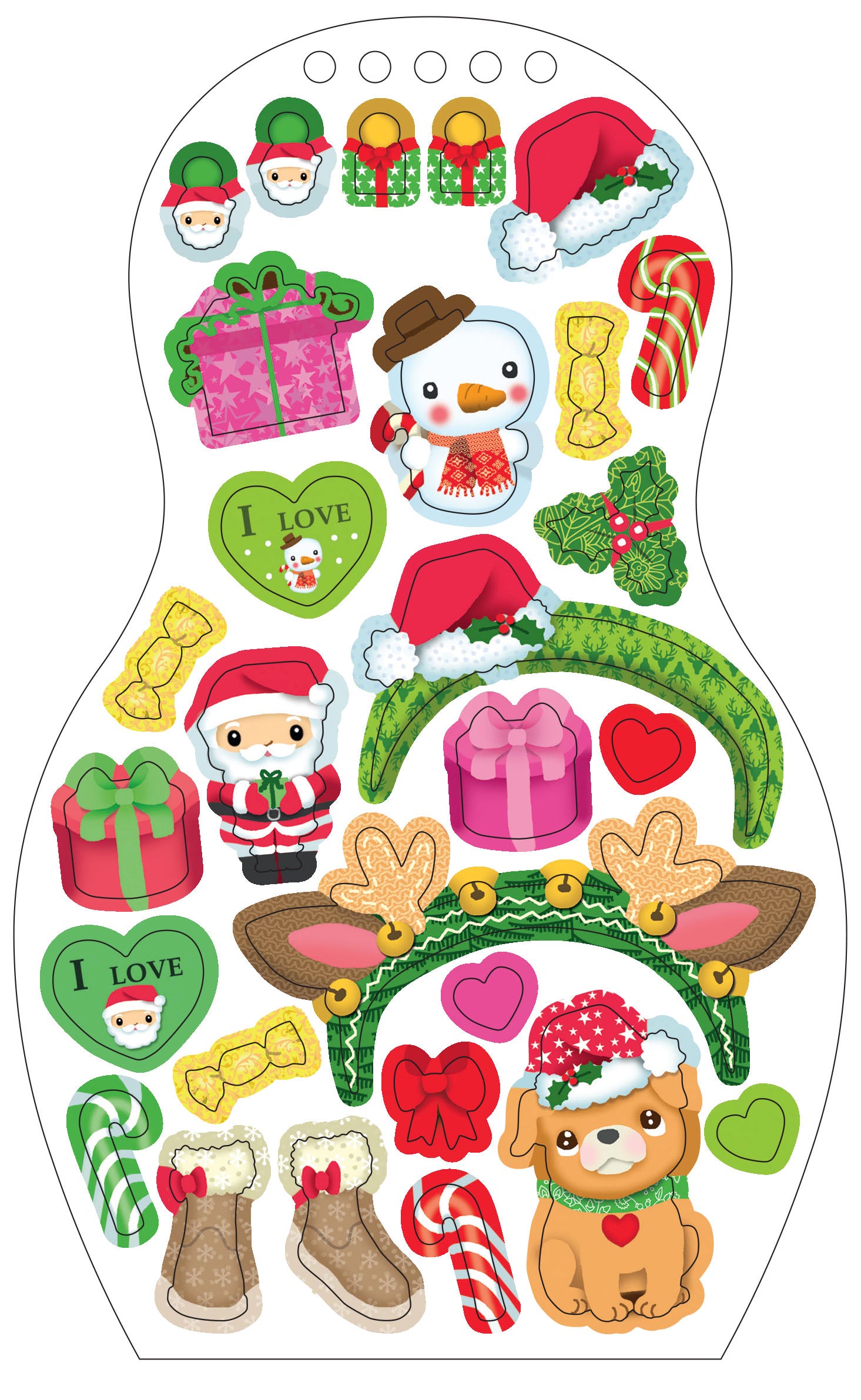 Oblékáme panenky VÁNOCE – Omalovánky