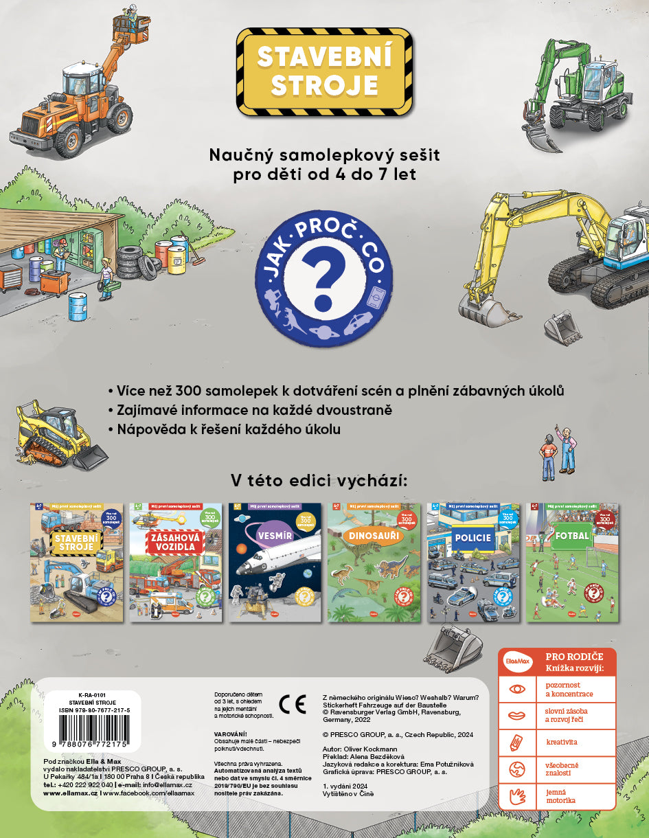 Můj první samolepkový sešit – STAVEBNÍ STROJE