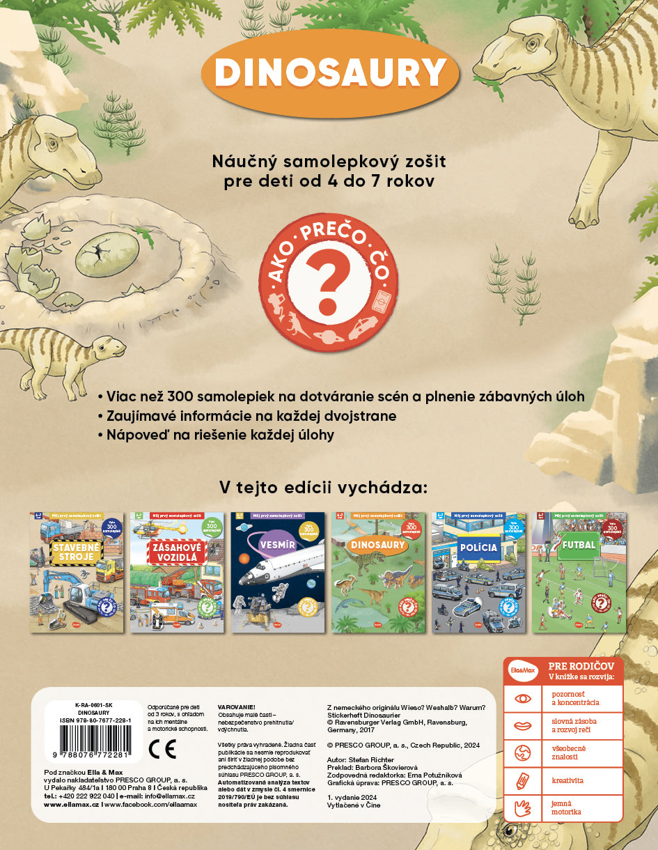 Môj prvý samolepkový zošit – DINOSAURY