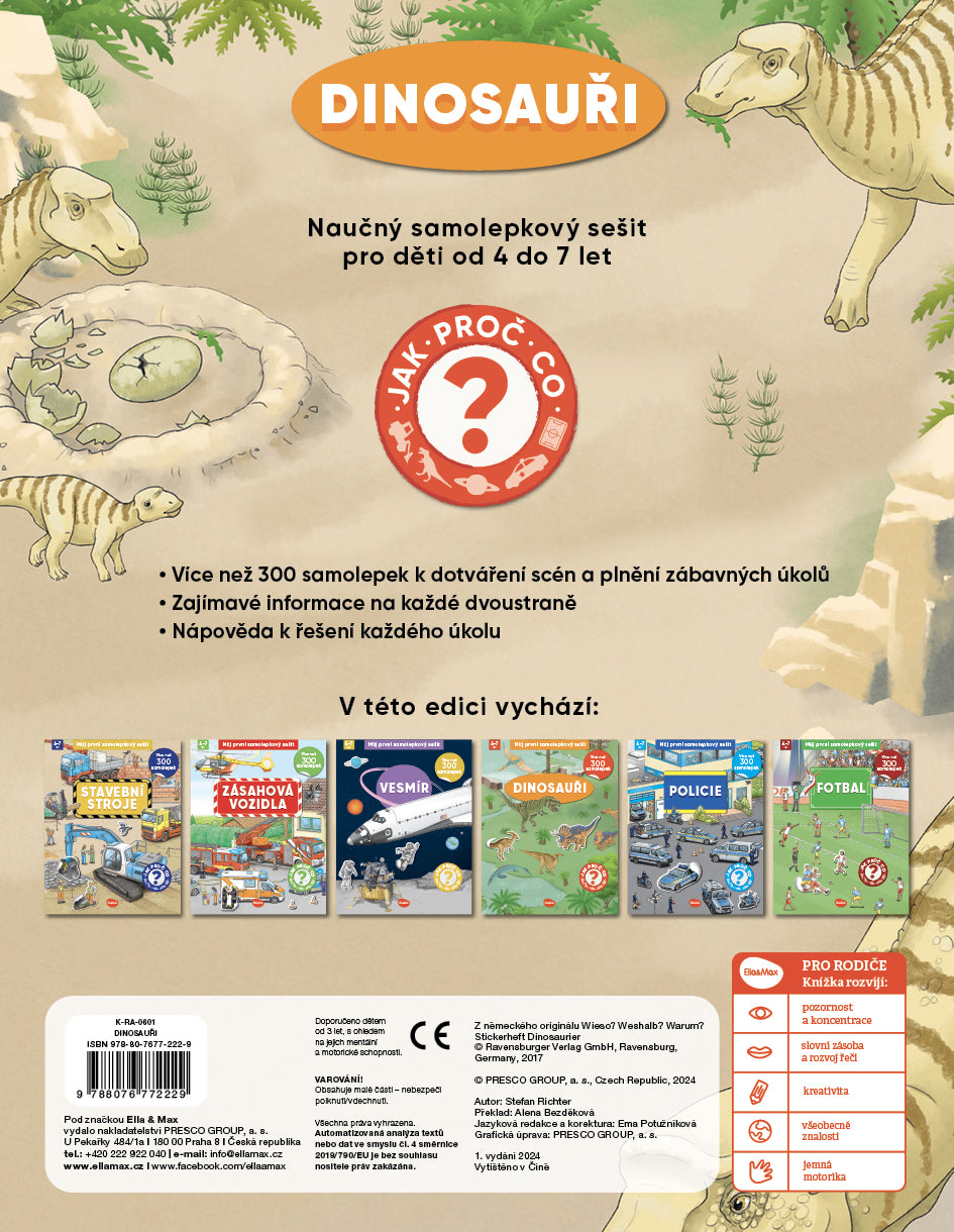 Můj první samolepkový sešit – DINOSAUŘI